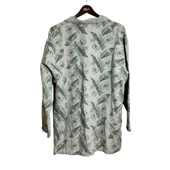 VINTAGE Eddie Bauer Floral Pattern Chore Shirt Jacket Womens Linen Work Coat Lrg - Picture 2 of 8